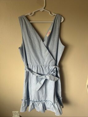 GB girls Light Blue Ruffle Hem Wrap Dress